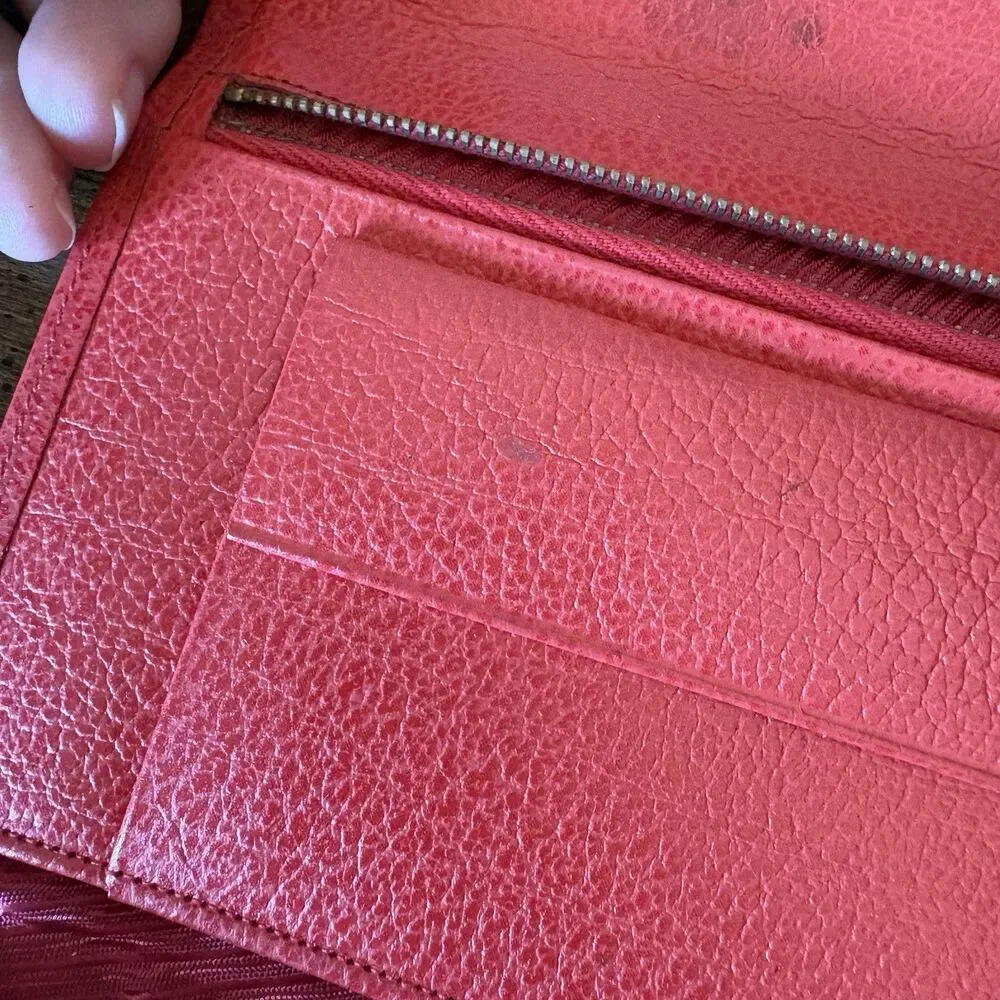 Baronet Fifth Avenue Vintage Red Cowhide Wallet Checkbook Cover Coin Purse